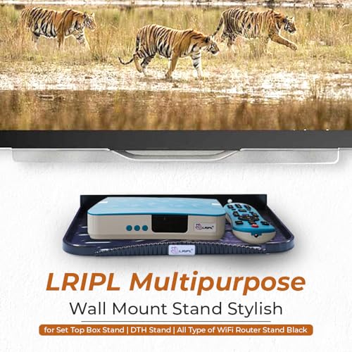 LRIPL Multipurpose Wall Mount Stand – Stylish Black Shelf for Set Top Box, DTH Receiver, WiFi Router, Modem, Gaming Console & Small Electronic Devices - Image 2