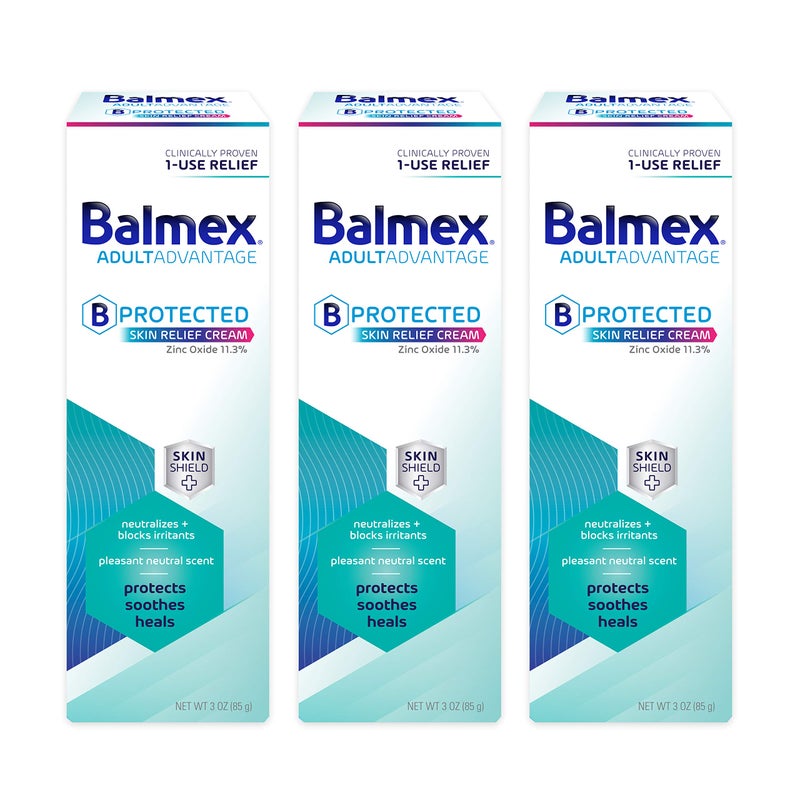 Balmex بالمكس كريم شفاء تخفيف الجلد للبالغين بفضل حماية بارير أكسيد الزنك + نباتات مهدئة من سكين شيلد لعدم التحكم البولي لدى البالغين، الطفح الجلدي للبالغين وقروح الفراش، 3 أونصات (عبوة من 3)  - Image 1