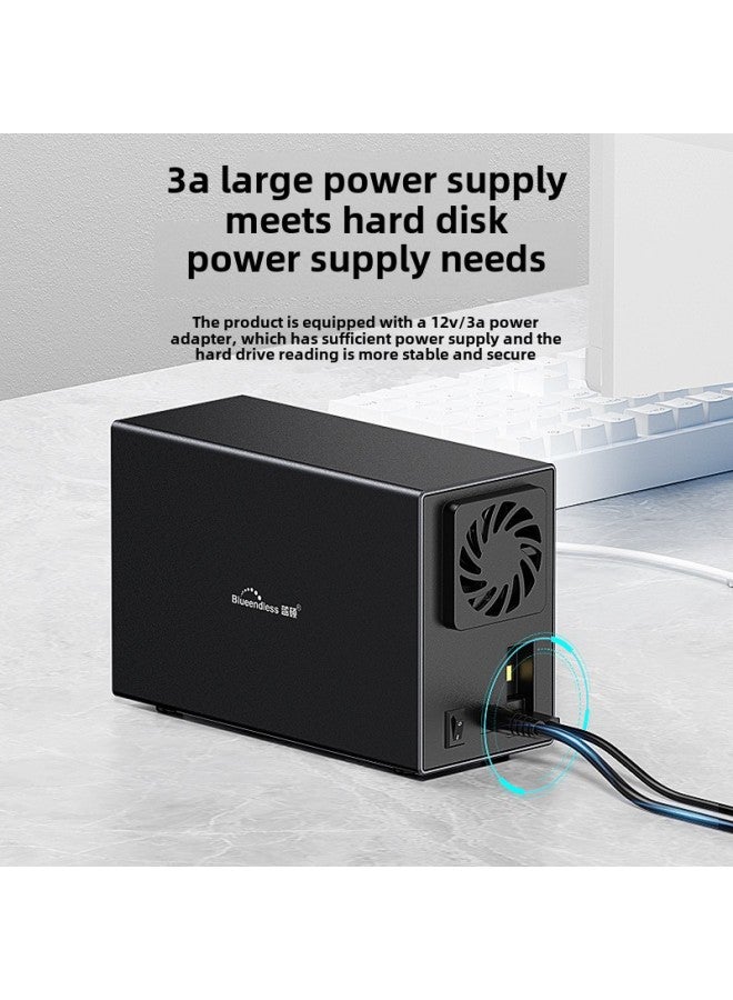 Double Drive Position Metal USB3.0 SATA Mobile Hard Disk Box RAID Array For Desktop Dual Disk Slot RAID Enclosure Aluminum Alloy-Color:Double Disk  Port C (GB/US Standard) - Image 3