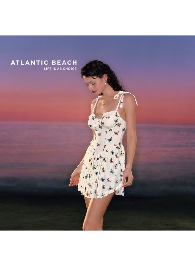 Atlanticbeach  New Popular Butterfly One-piece Swimsuit For Women Summer High-end Skirt-style Beach Resort Swimwear - Image 1