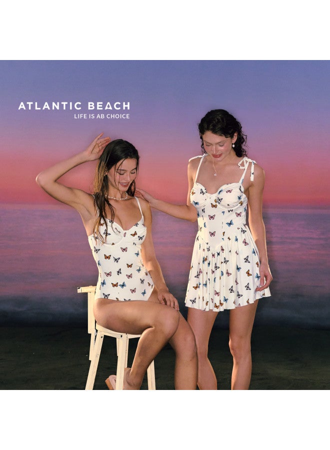 Atlanticbeach  New Popular Butterfly One-piece Swimsuit For Women Summer High-end Skirt-style Beach Resort Swimwear - Image 2
