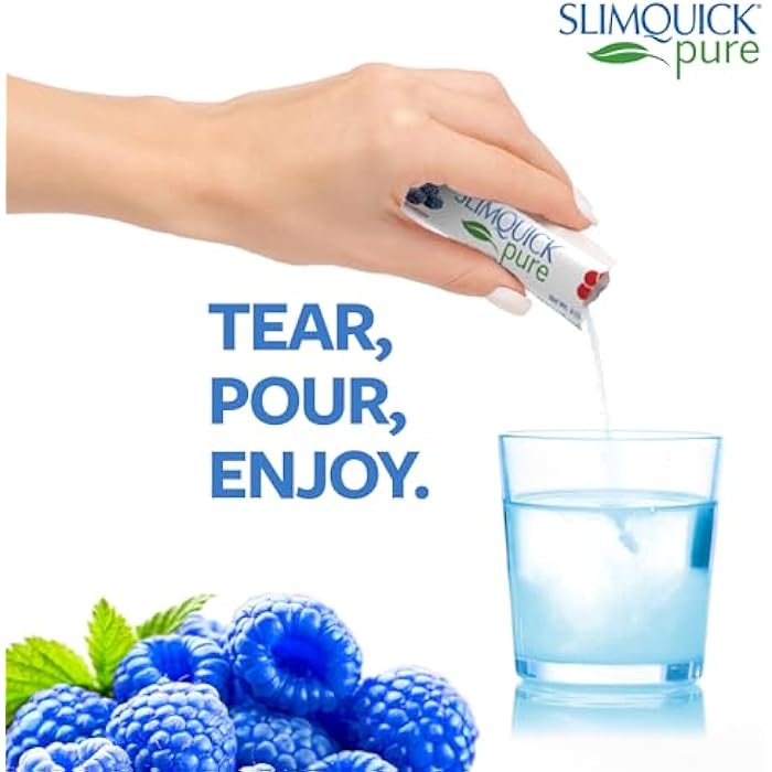 SlimQuick Pure 3X Extra Strength Drink Mix Packets, Metabolism and Weight Management for Women, Helps in Fat Breakdown, with Green Tea, Caffeine, Chaste Tree, Rhodiola - Blue Raspberry 26 Count - Image 2