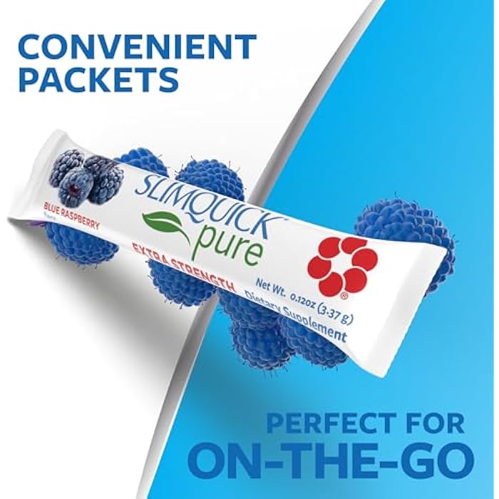 SlimQuick Pure 3X Extra Strength Drink Mix Packets, Metabolism and Weight Management for Women, Helps in Fat Breakdown, with Green Tea, Caffeine, Chaste Tree, Rhodiola - Blue Raspberry 26 Count - Image 4
