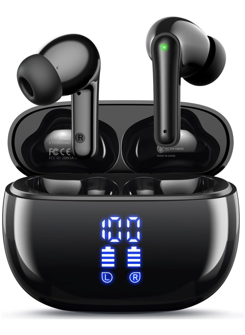 lekikpo Wireless Earbuds Bluetooth 5.3 Headphones, Ear Buds with Deep Bass, 40H Long Playtime, Power Display, IPX7 Waterproof in Ear Earphone with Mic for Phone Tablet Sports Workout, Black  - Image 1
