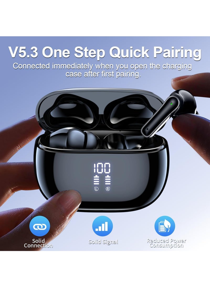 lekikpo Wireless Earbuds Bluetooth 5.3 Headphones, Ear Buds with Deep Bass, 40H Long Playtime, Power Display, IPX7 Waterproof in Ear Earphone with Mic for Phone Tablet Sports Workout, Black  - Image 4