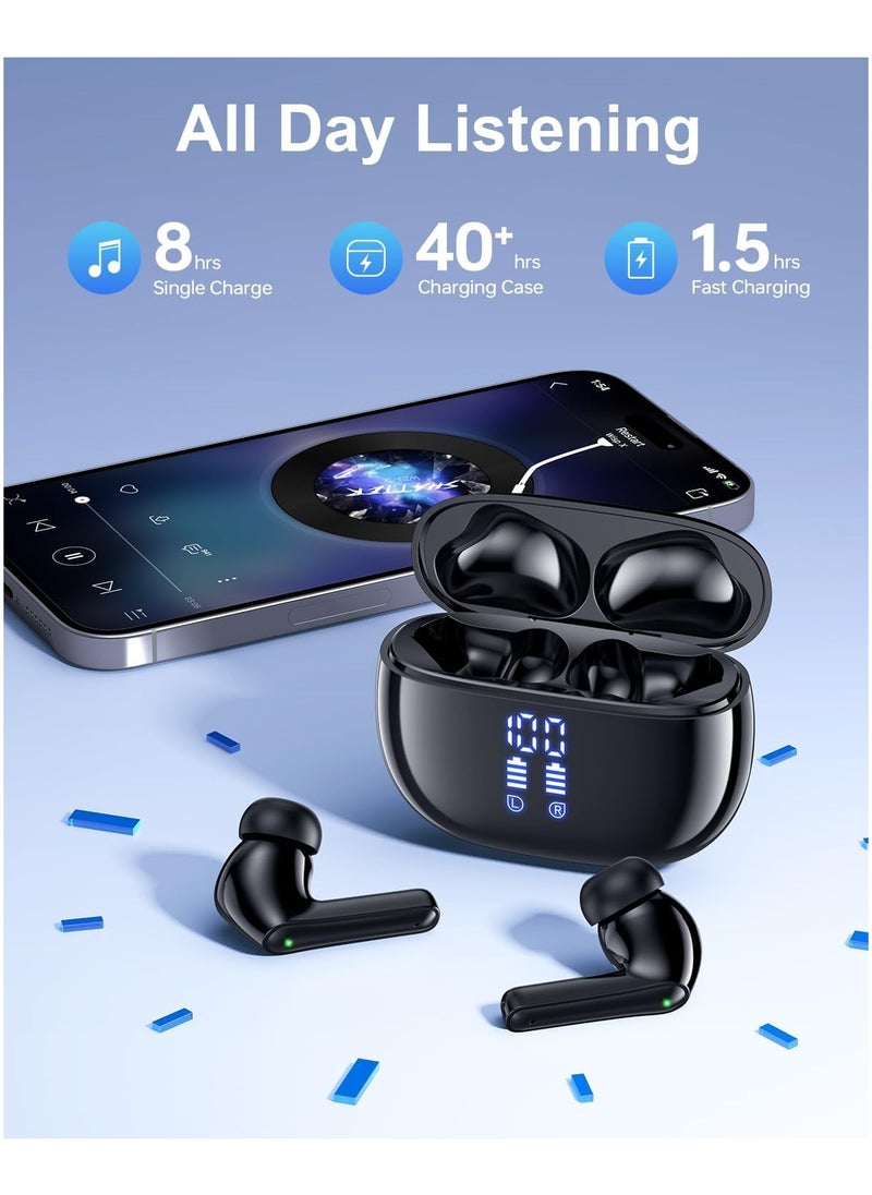 lekikpo Wireless Earbuds Bluetooth 5.3 Headphones, Ear Buds with Deep Bass, 40H Long Playtime, Power Display, IPX7 Waterproof in Ear Earphone with Mic for Phone Tablet Sports Workout, Black  - Image 2