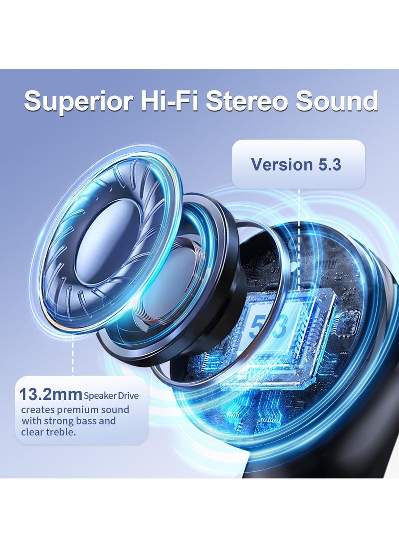 lekikpo Wireless Earbuds Bluetooth 5.3 Headphones, Ear Buds with Deep Bass, 40H Long Playtime, Power Display, IPX7 Waterproof in Ear Earphone with Mic for Phone Tablet Sports Workout, Black  - Image 5
