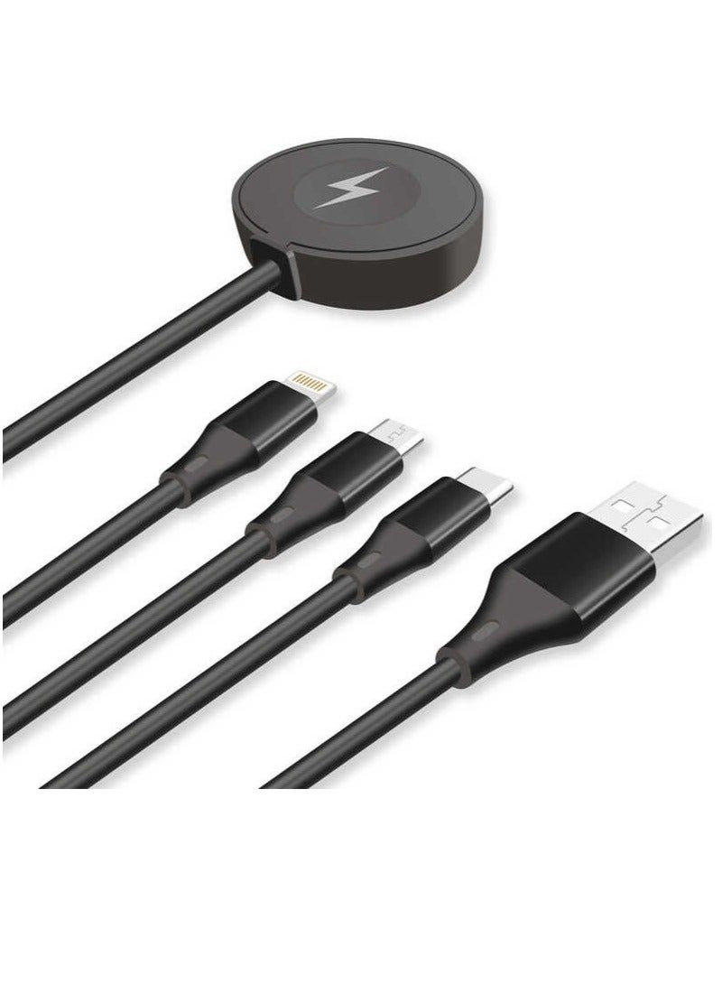 Go-Des GD-UC561 4-in-1 Wireless Smartwatch Charger and Multi USB Fast Charging Cable Multipurpose - Image 1