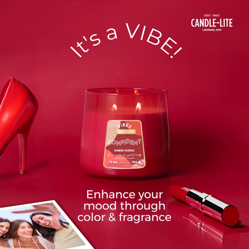 Essential Elements Candle-Lite Vibes Amber Floral Mood-Enhancing Scented Candles, 15 oz Jar, Aromatherapy, Proudly Poured in The USA, 2-Wick, 86 Hours Burn Time, Perfect Relaxation Gift - Image 5