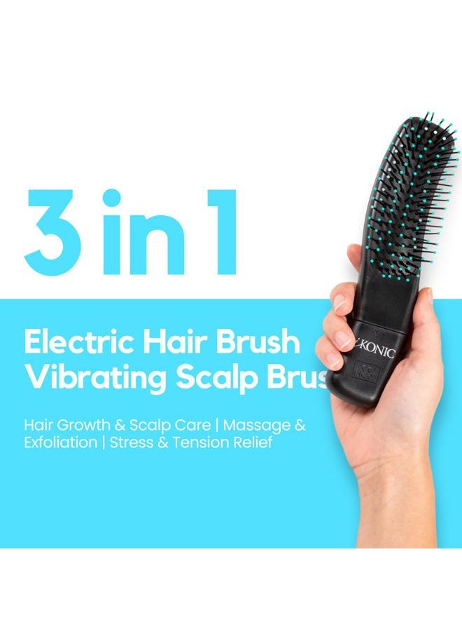 IKONIC 3-in-1 Scalp Massage Brush - Vibrating Scalp Brush for Hair Growth | Head Massager, Exfoliating Scrubber, Neck and Back Relief, Hair Detangler, Stimulator for Circulation, and Stress Reduction  - Image 3