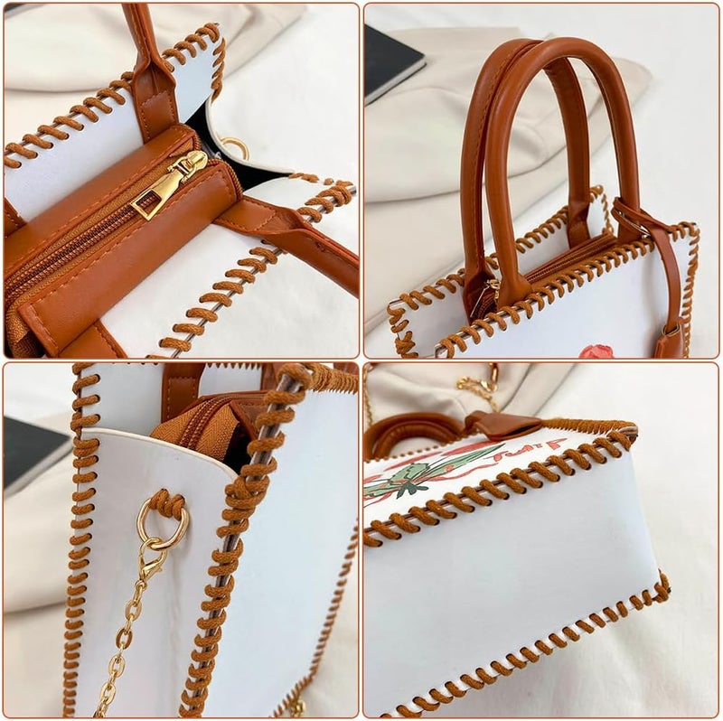 klarako DIY Handbag Making Kits, PU Leather Knitting Crochet Bag Making Materials Handmade Tote Bag Making Kit with Tulip Pattern Women's Shoulder Bag Stitching Complete Tool Set Sewing Bag Craft Gifts - Image 5