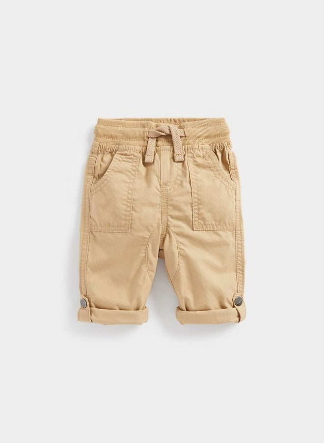 mothercare Tan Poplin Roll Up Trousers  - Image 1