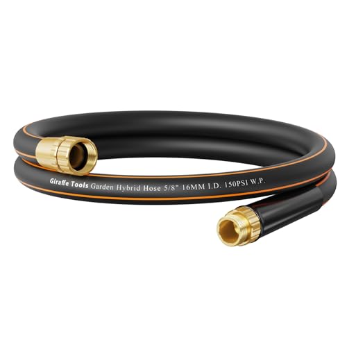 Giraffe Tools Garden Hose 6ft x 58 Short Water Hose Heavy Duty Lightweight Flexible Hybrid Hose Male to Female Fittings - Image 1