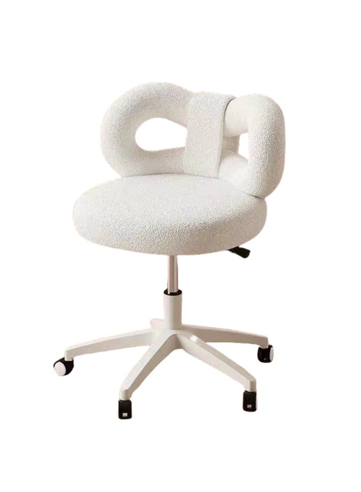 Tanwer Removable lifting rotating bow makeup chair, lamb wool dressing table stool - Image 1