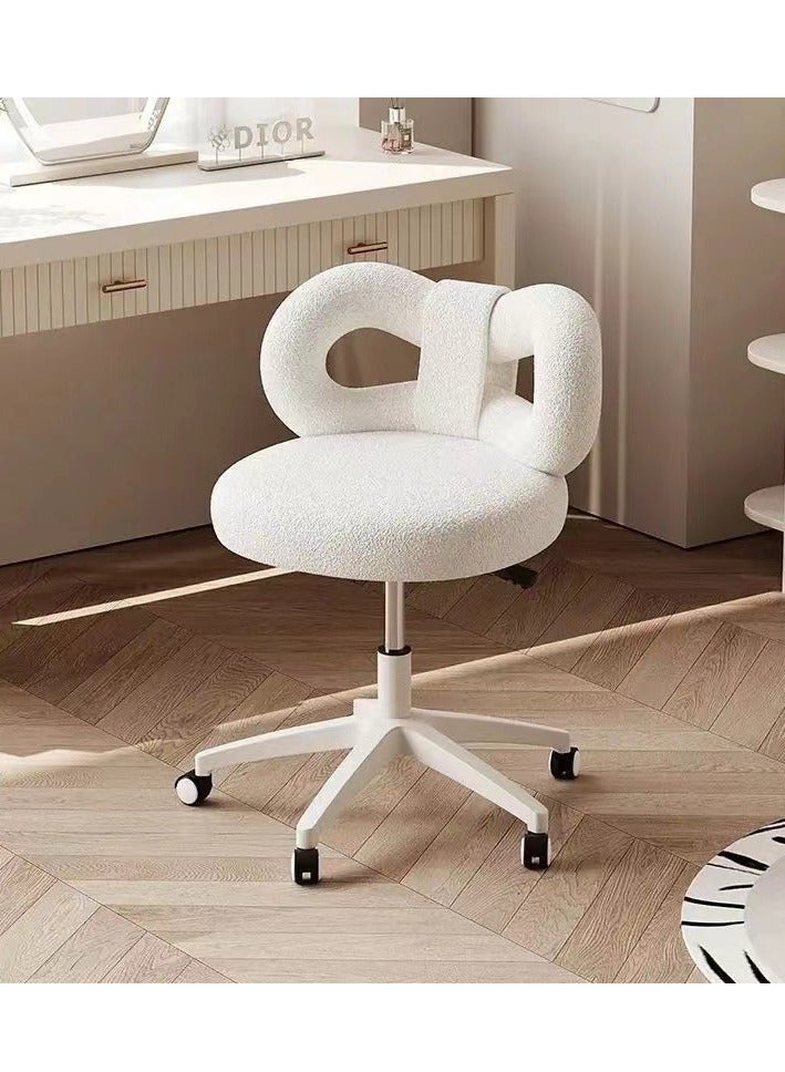 Tanwer Removable lifting rotating bow makeup chair, lamb wool dressing table stool - Image 2
