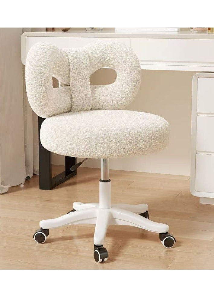 Tanwer Removable lifting rotating bow makeup chair, lamb wool dressing table stool - Image 3