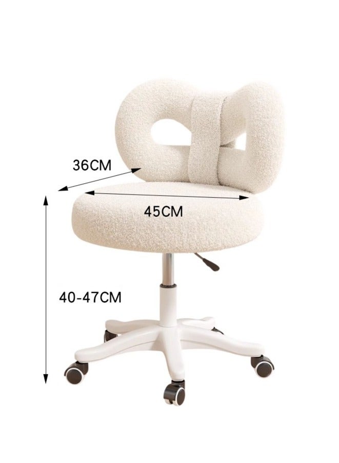Tanwer Removable lifting rotating bow makeup chair, lamb wool dressing table stool - Image 4