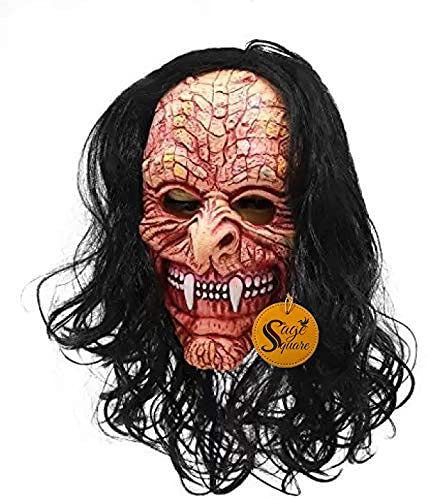 Sage Square Rubber Latex Funny Scary Horror Full Face Mask for Costume Prank Party Halloween Holi Function Drama. (Random) (Pack of 2) - Image 1