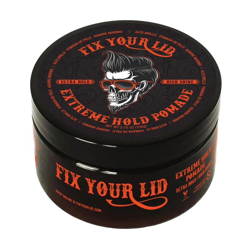 Fix Your Lid Extreme Hold Hair Pomade For Men - High Shine Water Based Hair Gel 3.75 oz - Easy To Wash Out - Image 1
