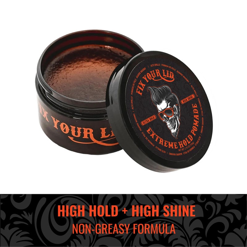 Fix Your Lid Extreme Hold Hair Pomade For Men - High Shine Water Based Hair Gel 3.75 oz - Easy To Wash Out - Image 4