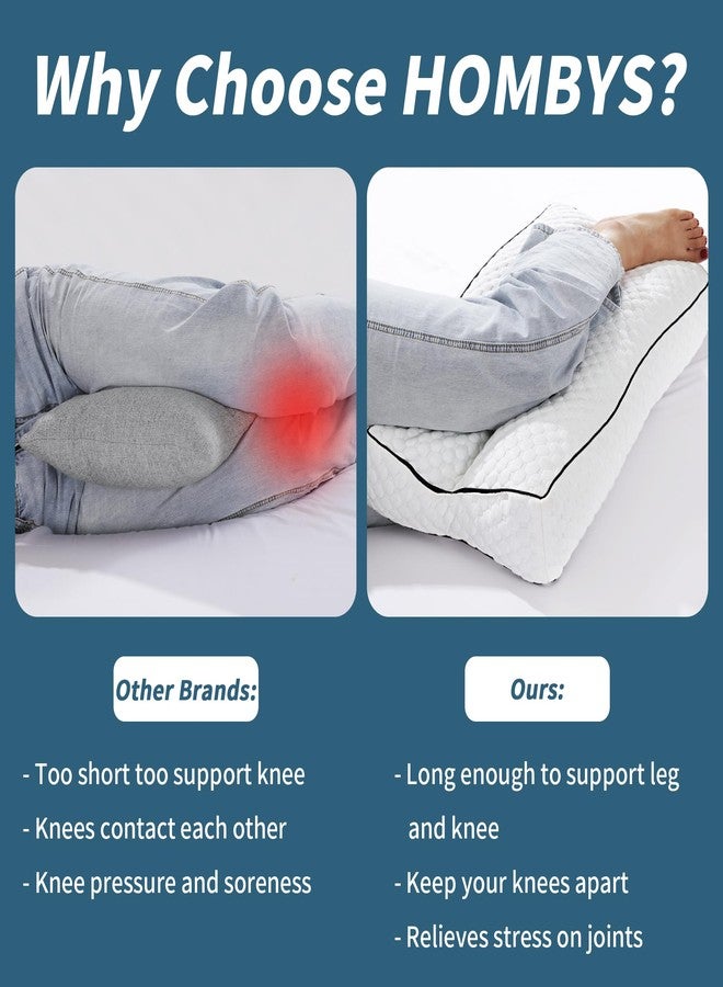 HOMBYS Shredded Memory Foam Knee Pillow for Side Sleepers, 5.5" Height Pillow Between Legs for Aligns Spine & Relieves Pressure Hip & Leg Elevation, Supportive Pillow for Pregnancy, Sciatic,White - Image 4