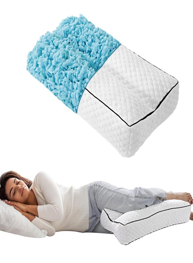HOMBYS Shredded Memory Foam Knee Pillow for Side Sleepers, 5.5" Height Pillow Between Legs for Aligns Spine & Relieves Pressure Hip & Leg Elevation, Supportive Pillow for Pregnancy, Sciatic,White - Image 1