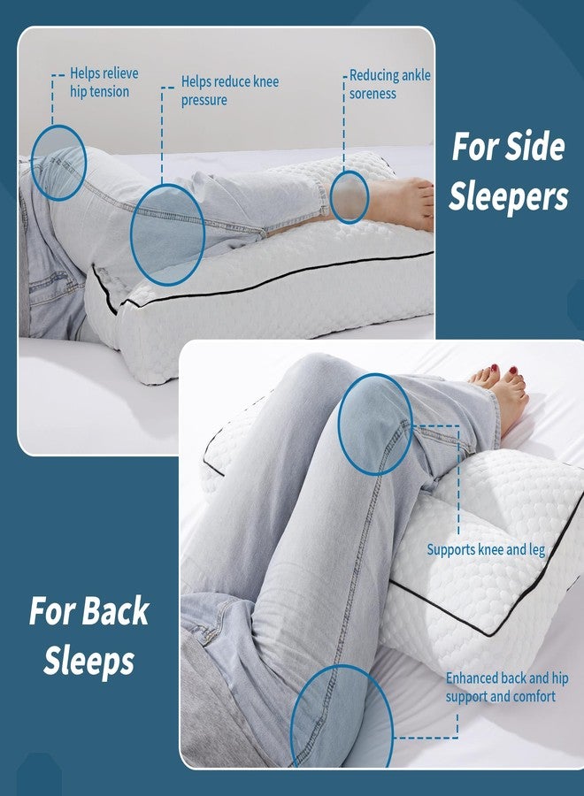 HOMBYS Shredded Memory Foam Knee Pillow for Side Sleepers, 5.5" Height Pillow Between Legs for Aligns Spine & Relieves Pressure Hip & Leg Elevation, Supportive Pillow for Pregnancy, Sciatic,White - Image 3