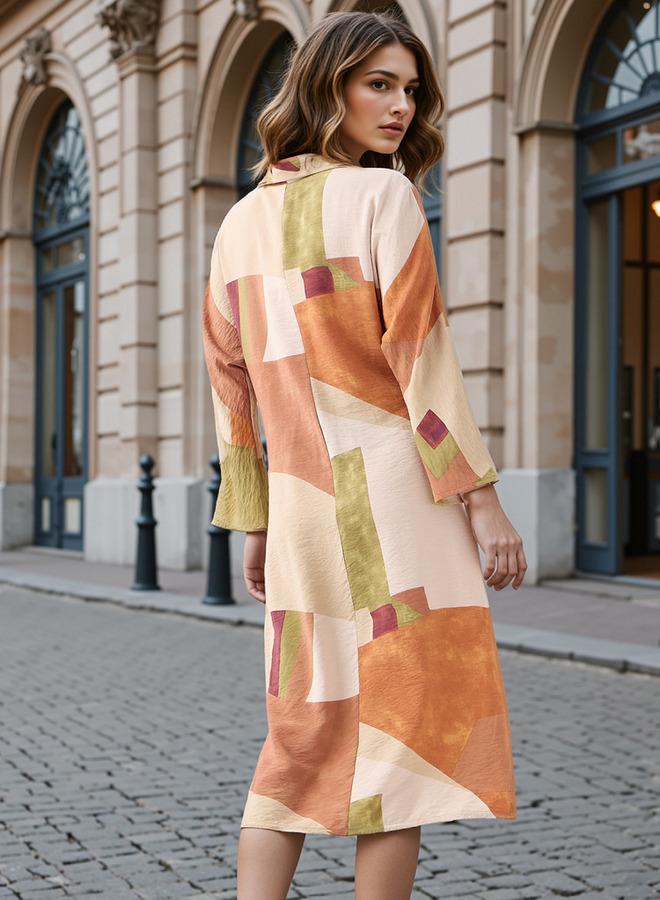 Iconic All-Over Print Shirt Dress with Knot Detail - Image 2