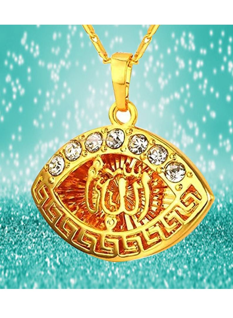 DubaiGallery Fashion Jewelry Highly craftsmanship Dubai Gold plated luxury Golden Islam Allah Pendant Necklace For Women Girls Men - Image 2