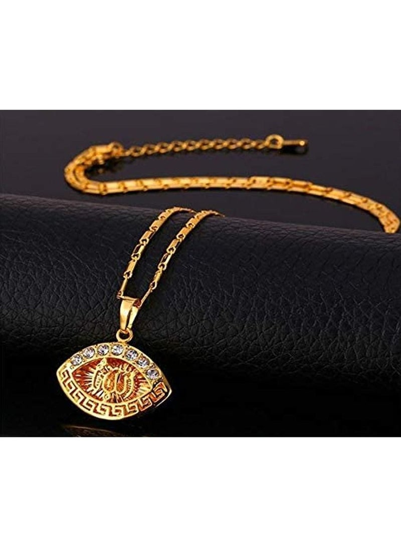 DubaiGallery Fashion Jewelry Highly craftsmanship Dubai Gold plated luxury Golden Islam Allah Pendant Necklace For Women Girls Men - Image 1