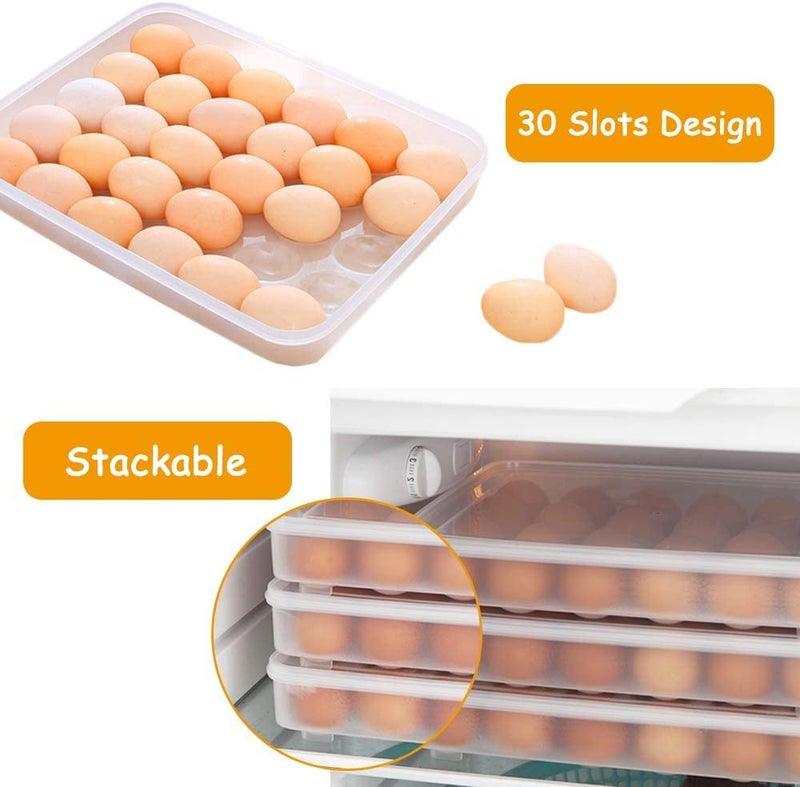 Hamiggaa Covered Egg Holder for Refrigerator,30 Deviled Egg Tray with Lid,Plastic Egg Containers,Fridge Egg Dispenser Egg Storage Box - Image 4