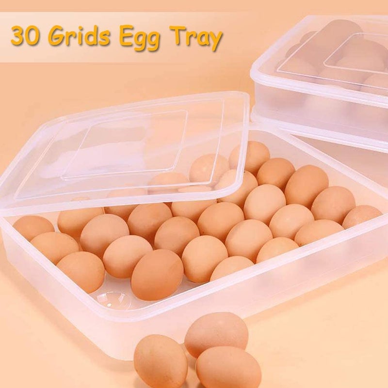 Hamiggaa Covered Egg Holder for Refrigerator,30 Deviled Egg Tray with Lid,Plastic Egg Containers,Fridge Egg Dispenser Egg Storage Box - Image 2