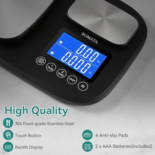 BOMATA 0.01g/500g & 1g/15kg Dual Platform Kitchen Scale with Two Precisions, Accumulation Function, Gram and Ounce, Digital Scale for Food, Baking, Yeast, Jewelry B614 - Image 5