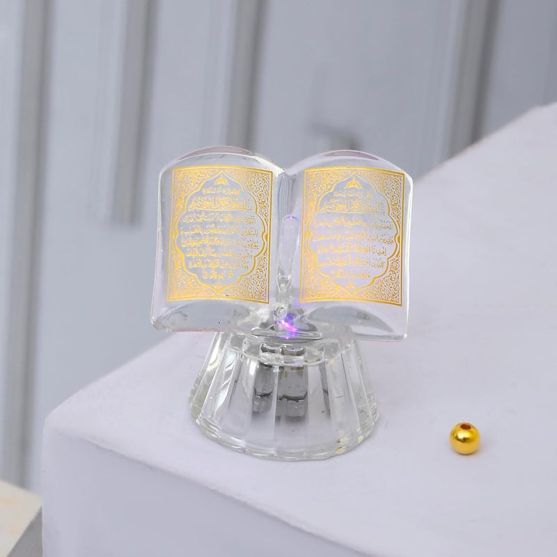 KhwajaDarbar KhwajaDarbar Islamic Quran Replica Crystal Book with LED Light Collectible Gift DSGN2  - Image 1