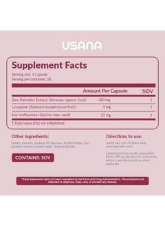 USANA Palmetto Plus Saw Palmetto Prostate Supplement For Men (28 Capsules Per Container) Serving Size: 1 Capsule  - Image 3