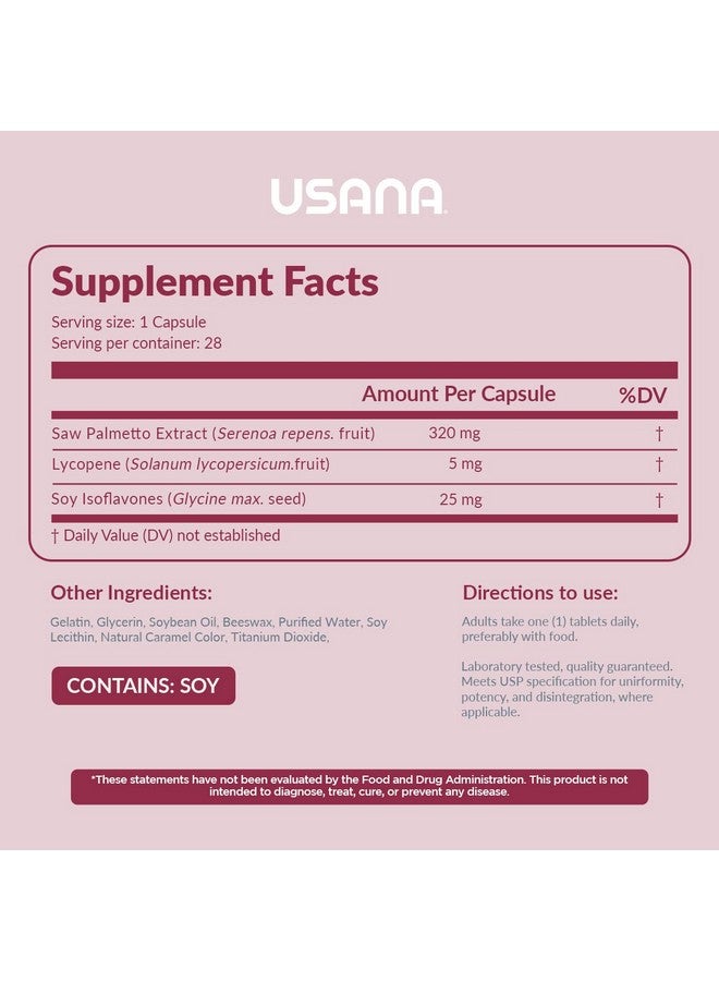 USANA بالميتو بلس مكمل بروستات ساو بالميتو للرجال (28 كبسولة لكل عبوة) حجم الحصة: 1 كبسولة - Image 3