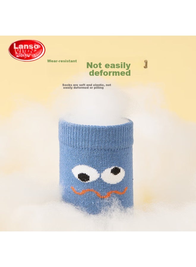 LANG SHA Langsha Children's Socks, Boys' Mid-calf Cotton Socks For All Seasons, High-elastic Comfortable Student Casual Sports Socks, 5 Pairs Pack - Image 4