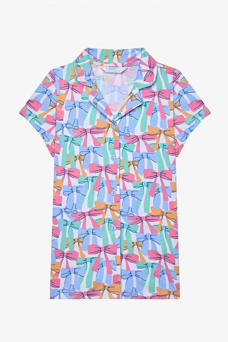 بنتي PENTI Colorful Bows Shirt Off PJ Set
