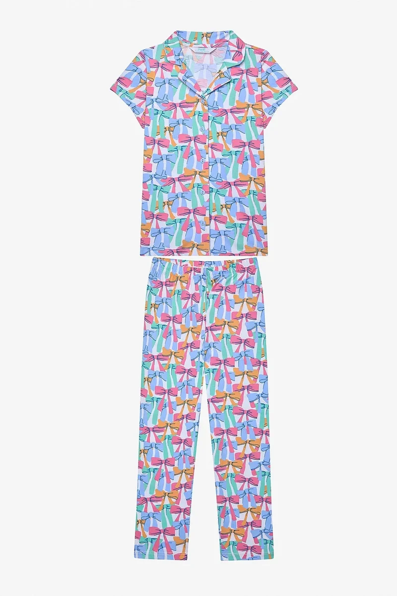 بنتي PENTI Colorful Bows Shirt Off PJ Set
