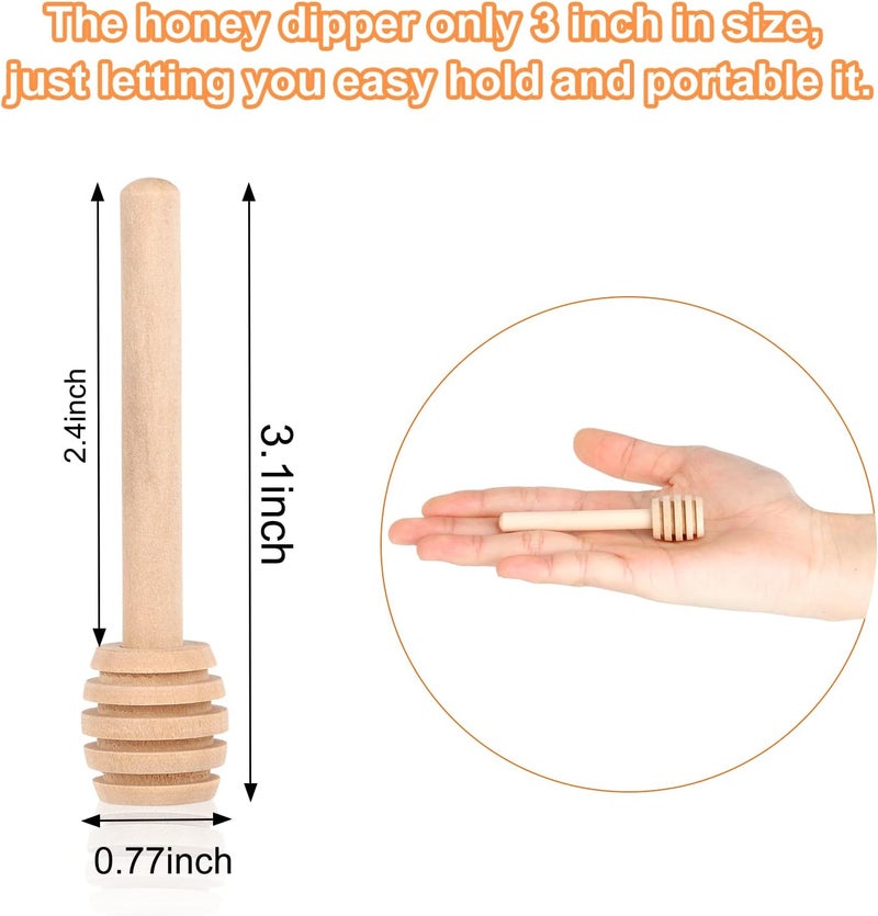 WixiTool 51 PCS Honey Sticks Dipper, 3 Inch Mini Wooden Honeycomb Sticks, Small Honey Stirrer Stick, Honey Sticks for Honey Jar Dispense Drizzle Honey and Wedding Party Favors Gift - Image 2