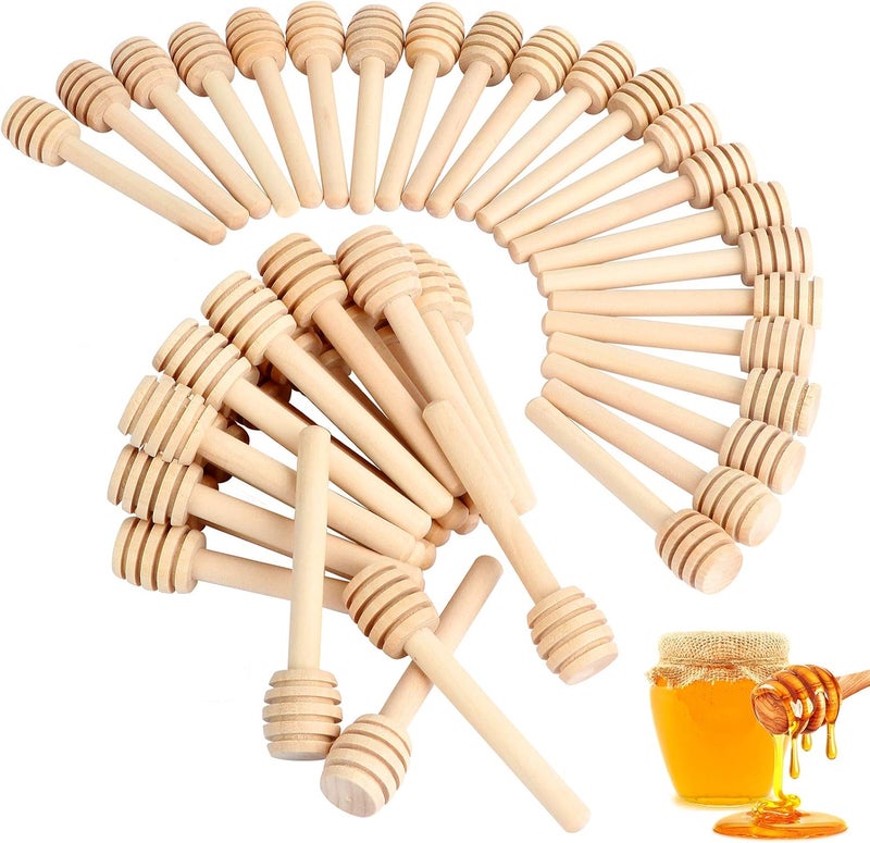 WixiTool 51 PCS Honey Sticks Dipper, 3 Inch Mini Wooden Honeycomb Sticks, Small Honey Stirrer Stick, Honey Sticks for Honey Jar Dispense Drizzle Honey and Wedding Party Favors Gift - Image 1