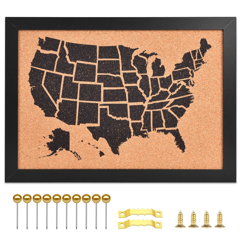 YCCYYCCY Cork Board Map of The United State, 14" X 11" Bulletin Boards for Walls with 10 Pins, Travel Tracker Map for Office, School and Home (MAP) - Image 1