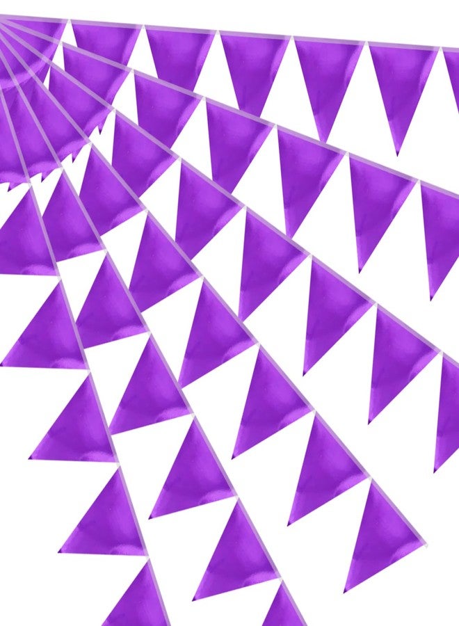 Hysilla 64ft Purple Triangle Pennant Banner Flag Metallic Paper Bunting Garland for Hanging Backdrop Birthday Party Decorations Graduation Bachelorette Bridal Wedding Baby Shower New Year Party Supplies - Image 1