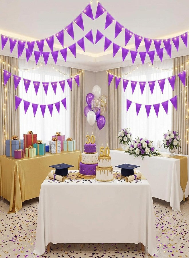 Hysilla 64ft Purple Triangle Pennant Banner Flag Metallic Paper Bunting Garland for Hanging Backdrop Birthday Party Decorations Graduation Bachelorette Bridal Wedding Baby Shower New Year Party Supplies - Image 4