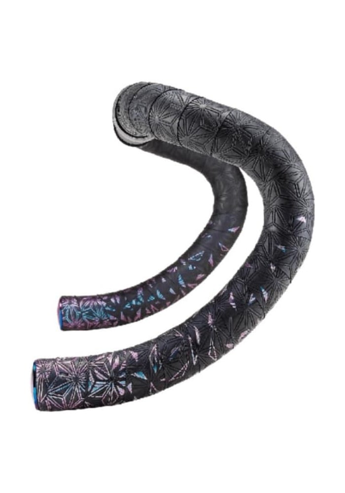 SUPACAZ Super Sticky Kush Star Fade Bike Handlebar Tape – Oil Slick Plugs – Superior Grip – Vibration Dampening - Image 1