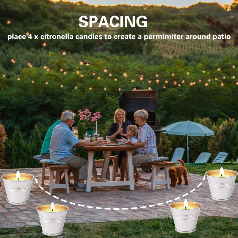 Collabell Citronella Candles Outdoor, 12 Pack Citronella Candle Set Made with Citronella Oils and Natural Soy Wax, 120 Hour Burn Time, 2 oz Small Bucket Candles for Patio, Home, Backyard - Image 5