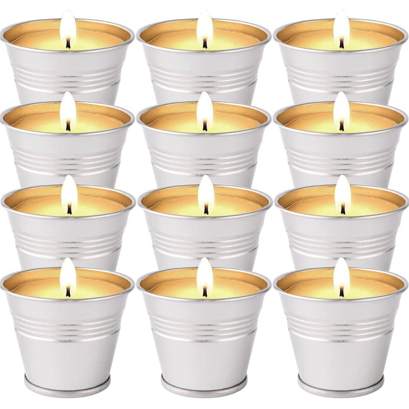 Collabell Citronella Candles Outdoor, 12 Pack Citronella Candle Set Made with Citronella Oils and Natural Soy Wax, 120 Hour Burn Time, 2 oz Small Bucket Candles for Patio, Home, Backyard - Image 1