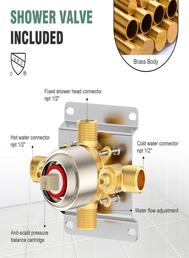 SunCleanse Shower Faucet Set with Tub Spout - SunCleanse Shower System (valve Included) with 8-inch Rain Shower Head and Bathtub Faucet - Brushed Nickel Shower Tub Kit for Bathroom - Image 3