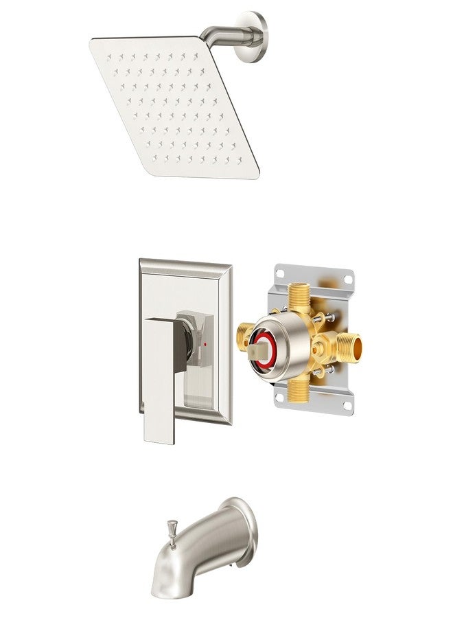 SunCleanse Shower Faucet Set with Tub Spout - SunCleanse Shower System (valve Included) with 8-inch Rain Shower Head and Bathtub Faucet - Brushed Nickel Shower Tub Kit for Bathroom - Image 1