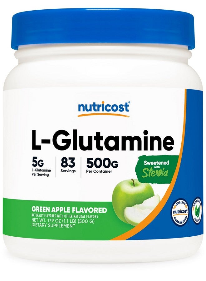 Nutricost L-Glutamine Powder Supplement (Green Apple) 500g - Gut Support, 5 Grams per Serving, Sweetened with Stevia - Gluten Free, Non GMO - Image 1